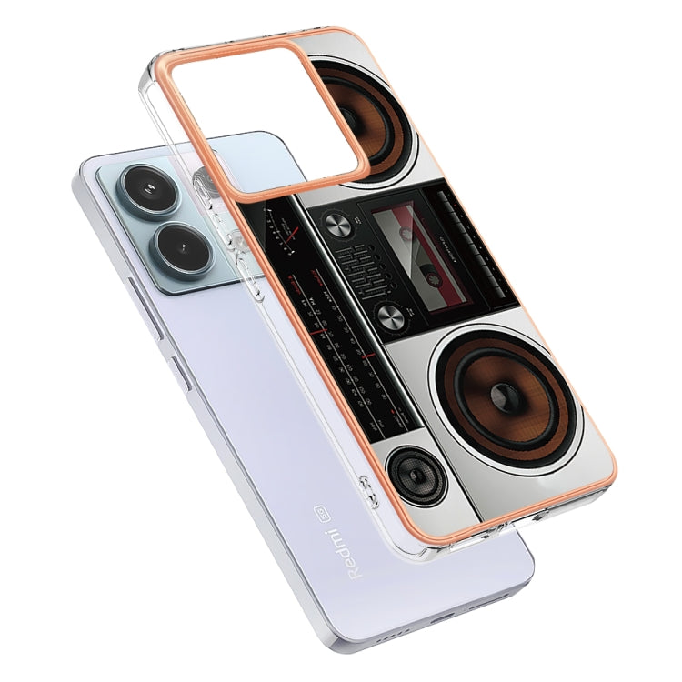 For Xiaomi Redmi Note 13 Pro 5G Global Electroplating Marble Dual-side IMD Phone Case(Retro Radio) - Note 13 Pro Cases by PMC TechLife | Online Shopping South Africa | PMC TechLife | Buy Now Pay Later Mobicred