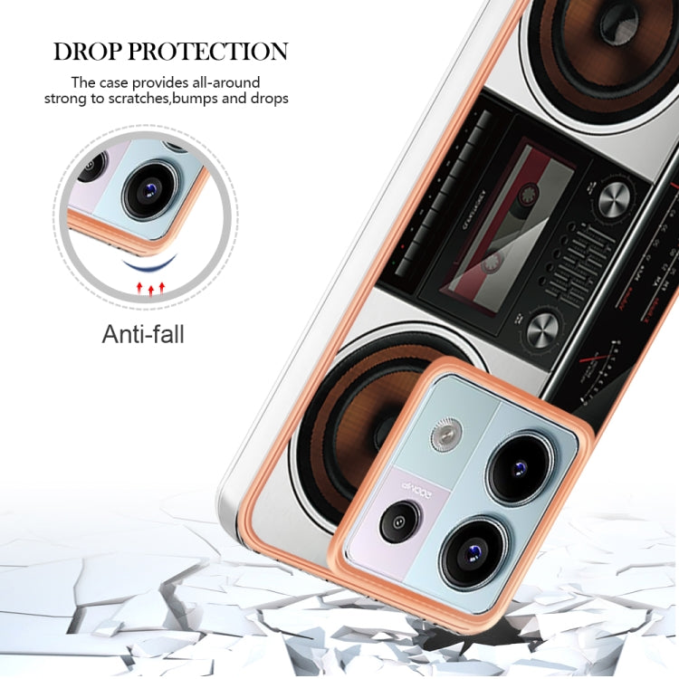 For Xiaomi Redmi Note 13 Pro 5G Global Electroplating Marble Dual-side IMD Phone Case(Retro Radio) - Note 13 Pro Cases by PMC TechLife | Online Shopping South Africa | PMC TechLife | Buy Now Pay Later Mobicred