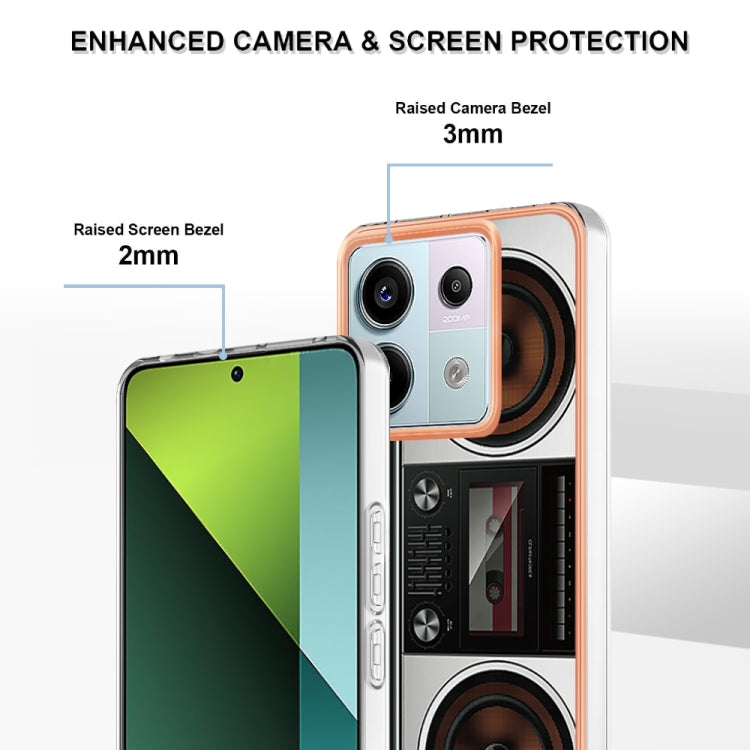 For Xiaomi Redmi Note 13 Pro 5G Global Electroplating Marble Dual-side IMD Phone Case(Retro Radio) - Note 13 Pro Cases by PMC TechLife | Online Shopping South Africa | PMC TechLife | Buy Now Pay Later Mobicred