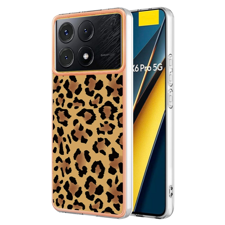 For Xiaomi Poco X6 Pro / Redmi K70E Electroplating Marble Dual-side IMD Phone Case(Leopard Print) - Xiaomi Cases by PMC TechLife | Online Shopping South Africa | PMC TechLife | Buy Now Pay Later Mobicred