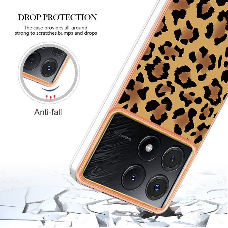 For Xiaomi Poco X6 Pro / Redmi K70E Electroplating Marble Dual-side IMD Phone Case(Leopard Print) - Xiaomi Cases by PMC TechLife | Online Shopping South Africa | PMC TechLife | Buy Now Pay Later Mobicred