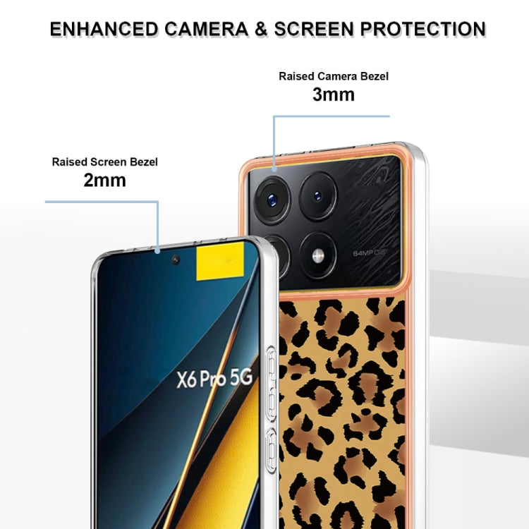 For Xiaomi Poco X6 Pro / Redmi K70E Electroplating Marble Dual-side IMD Phone Case(Leopard Print) - Xiaomi Cases by PMC TechLife | Online Shopping South Africa | PMC TechLife | Buy Now Pay Later Mobicred