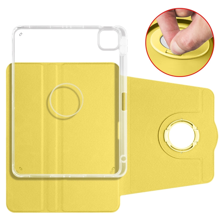 For iPad Air 11 2024 Clear Acrylic 360 Rotation Detachable Leather Tablet Case(Yellow) - iPad Air 11 2024 Cases by PMC TechLife | Online Shopping South Africa | PMC TechLife | Buy Now Pay Later Mobicred