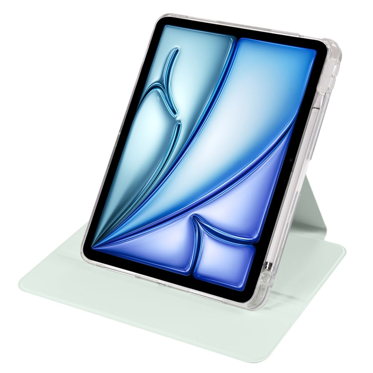 For iPad Air 11 2024 Clear Acrylic 360 Rotation Detachable Leather Tablet Case(Light Green) - iPad Air 11 2024 Cases by PMC TechLife | Online Shopping South Africa | PMC TechLife | Buy Now Pay Later Mobicred