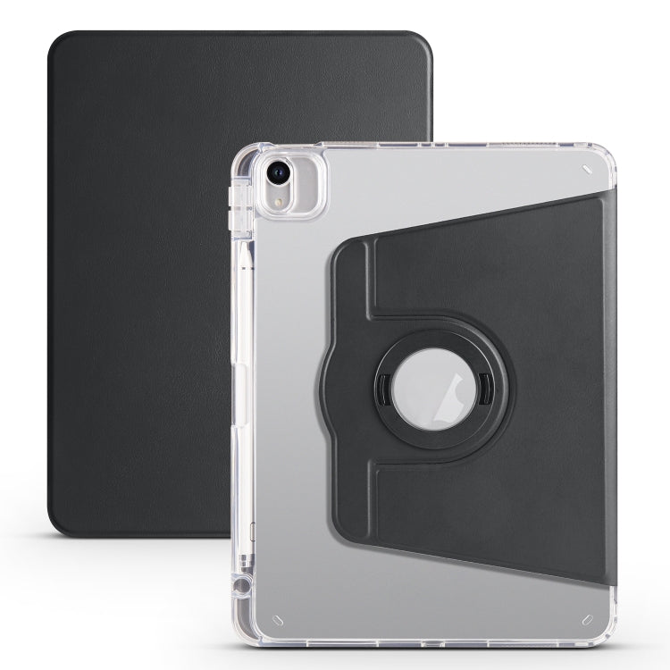 For iPad Air 13 2024 Clear Acrylic 360 Rotation Detachable Leather Tablet Case(Black) - iPad Air 13 2024 Cases by PMC TechLife | Online Shopping South Africa | PMC TechLife | Buy Now Pay Later Mobicred