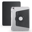 For iPad Air 13 2024 Clear Acrylic 360 Rotation Detachable Leather Tablet Case(Black) - iPad Air 13 2024 Cases by PMC TechLife | Online Shopping South Africa | PMC TechLife | Buy Now Pay Later Mobicred