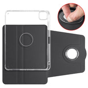 For iPad Air 13 2024 Clear Acrylic 360 Rotation Detachable Leather Tablet Case(Black)