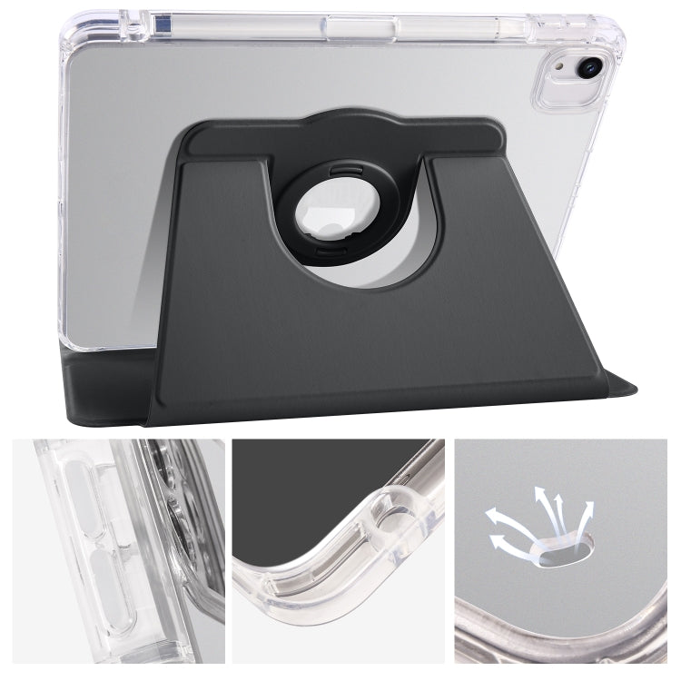 For iPad Air 13 2024 Clear Acrylic 360 Rotation Detachable Leather Tablet Case(Black) - iPad Air 13 2024 Cases by PMC TechLife | Online Shopping South Africa | PMC TechLife | Buy Now Pay Later Mobicred