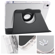 For iPad Air 13 2024 Clear Acrylic 360 Rotation Detachable Leather Tablet Case(Black)