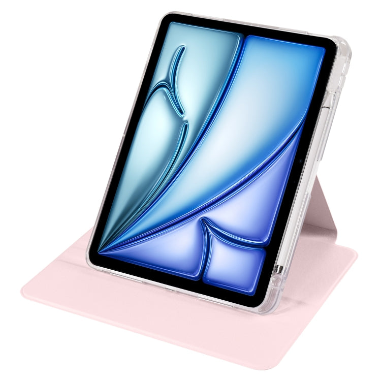 For iPad Air 13 2024 Clear Acrylic 360 Rotation Detachable Leather Tablet Case(Pink) - iPad Air 13 2024 Cases by PMC TechLife | Online Shopping South Africa | PMC TechLife | Buy Now Pay Later Mobicred
