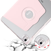 For iPad Air 13 2024 Clear Acrylic 360 Rotation Detachable Leather Tablet Case(Pink)