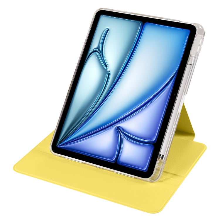For iPad Air 13 2024 Clear Acrylic 360 Rotation Detachable Leather Tablet Case(Yellow) - iPad Air 13 2024 Cases by PMC TechLife | Online Shopping South Africa | PMC TechLife | Buy Now Pay Later Mobicred