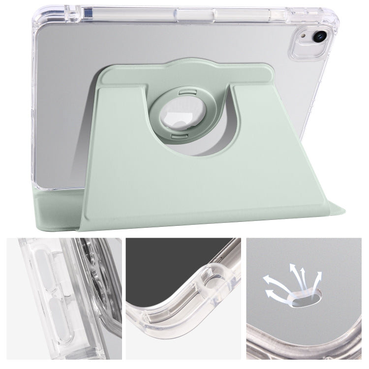 For iPad Air 13 2025 / 2024 Clear Acrylic 360 Rotation Detachable Leather Tablet Case(Light Green) - iPad Air 13 2025 / 2024 Cases by PMC TechLife | Online Shopping South Africa | PMC TechLife | Buy Now Pay Later Mobicred