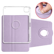 For iPad Air 13 2024 Clear Acrylic 360 Rotation Detachable Leather Tablet Case(Light Purple)