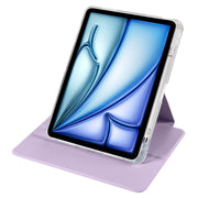 For iPad Air 13 2024 Clear Acrylic 360 Rotation Detachable Leather Tablet Case(Light Purple)