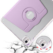 For iPad Air 13 2024 Clear Acrylic 360 Rotation Detachable Leather Tablet Case(Light Purple)