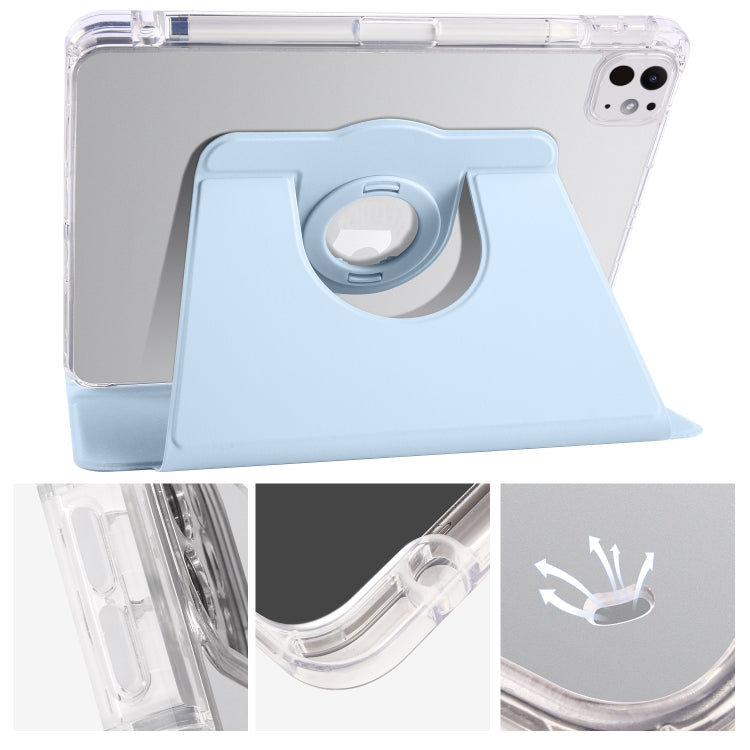 For iPad Pro 11 2024 Clear Acrylic 360 Rotation Detachable Leather Tablet Case(Ice Blue) - iPad Pro 11 2024 Cases by PMC TechLife | Online Shopping South Africa | PMC TechLife | Buy Now Pay Later Mobicred