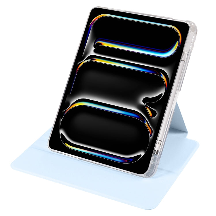 For iPad Pro 11 2024 Clear Acrylic 360 Rotation Detachable Leather Tablet Case(Ice Blue) - iPad Pro 11 2024 Cases by PMC TechLife | Online Shopping South Africa | PMC TechLife | Buy Now Pay Later Mobicred