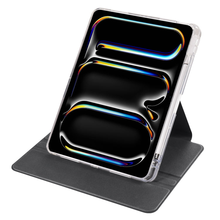For iPad Pro 11 2024 Clear Acrylic 360 Rotation Detachable Leather Tablet Case(Black) - iPad Pro 11 2024 Cases by PMC TechLife | Online Shopping South Africa | PMC TechLife | Buy Now Pay Later Mobicred