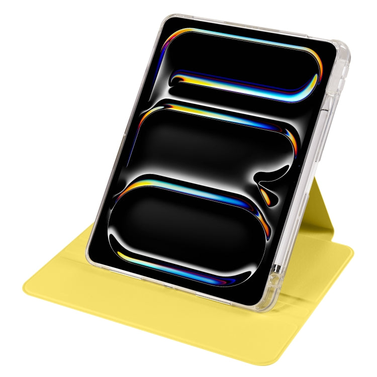 For iPad Pro 11 2024 Clear Acrylic 360 Rotation Detachable Leather Tablet Case(Yellow) - iPad Pro 11 2024 Cases by PMC TechLife | Online Shopping South Africa | PMC TechLife | Buy Now Pay Later Mobicred
