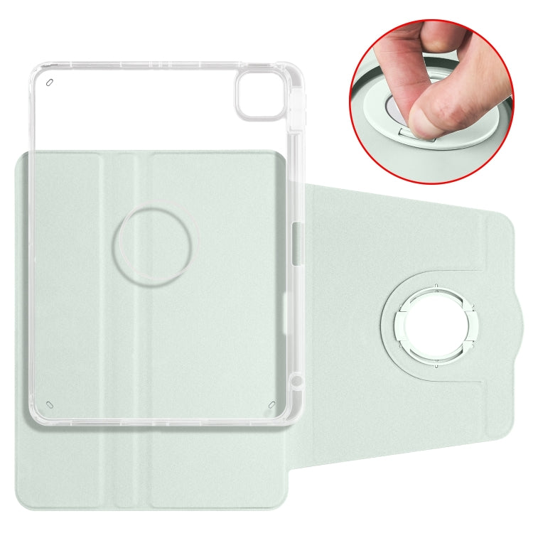 For iPad Pro 11 2024 Clear Acrylic 360 Rotation Detachable Leather Tablet Case(Light Green) - iPad Pro 11 2024 Cases by PMC TechLife | Online Shopping South Africa | PMC TechLife | Buy Now Pay Later Mobicred