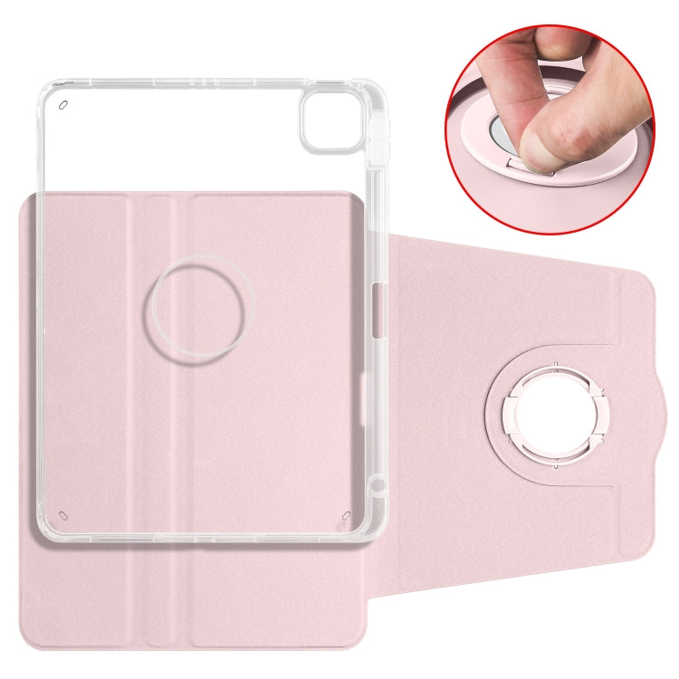 For iPad Pro 13 2024 Clear Acrylic 360 Rotation Detachable Leather Tablet Case(Pink) - iPad Pro 13 2024 Cases by PMC TechLife | Online Shopping South Africa | PMC TechLife | Buy Now Pay Later Mobicred