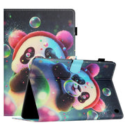 For Amazon Kindle Fire Max 11 Coloured Drawing Stitching Smart Leather Tablet Case(Panda)