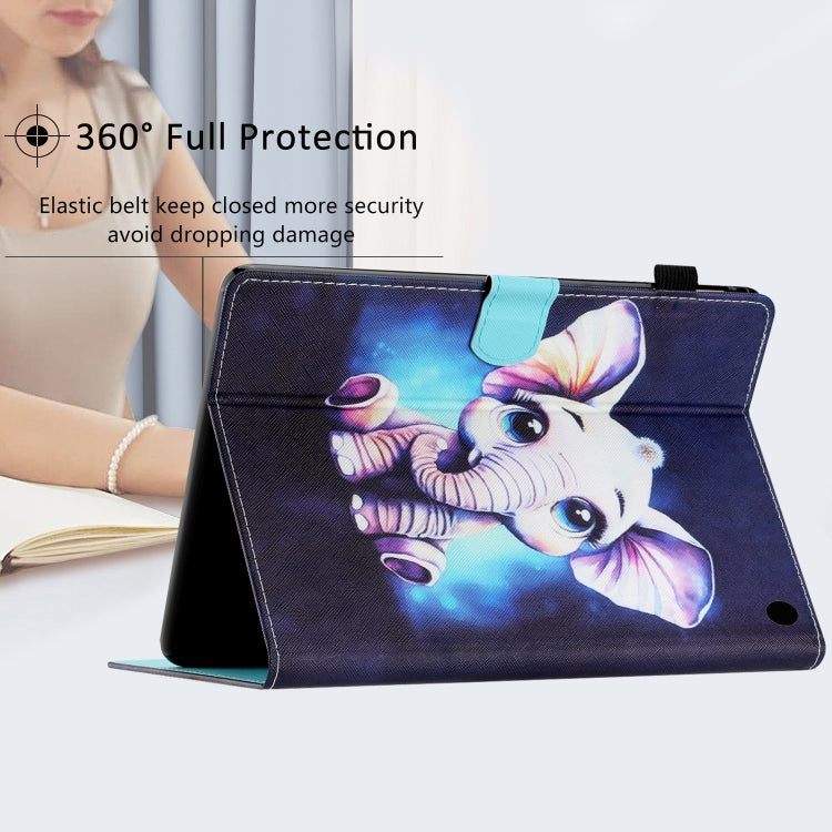 For Amazon Kindle Fire Max 11 Coloured Drawing Stitching Smart Leather Tablet Case(Elephant) - Amazon by PMC TechLife | Online Shopping South Africa | PMC TechLife | Buy Now Pay Later Mobicred