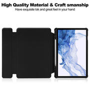 For Samsung Galaxy Tab S9 360 Rotation Transparent Smart Leather Case with Keyboard(Black)