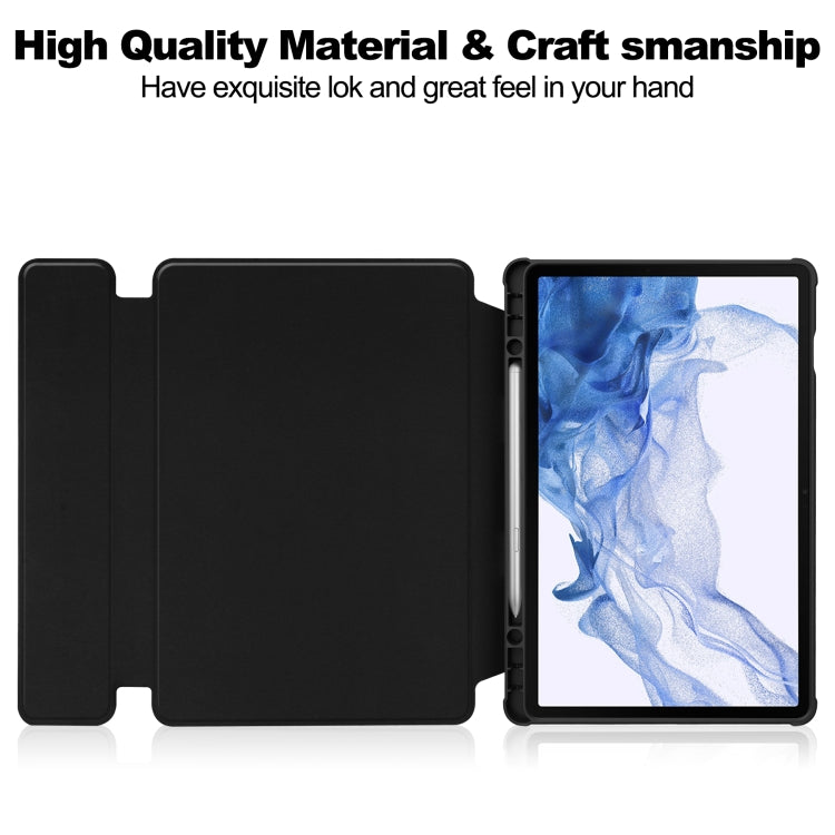 For Samsung Galaxy Tab S9 360 Rotation Transparent Smart Leather Case with Keyboard(Black)