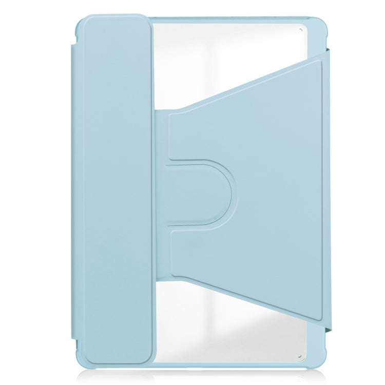For Samsung Galaxy Tab S9 360 Rotation Transparent Smart Leather Case with Keyboard(Sky Blue)
