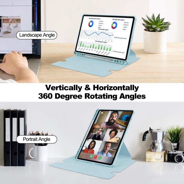 For Samsung Galaxy Tab S9 360 Rotation Transparent Smart Leather Case with Keyboard(Sky Blue) - Galaxy Tab S9 Cases by PMC TechLife | Online Shopping South Africa | PMC TechLife