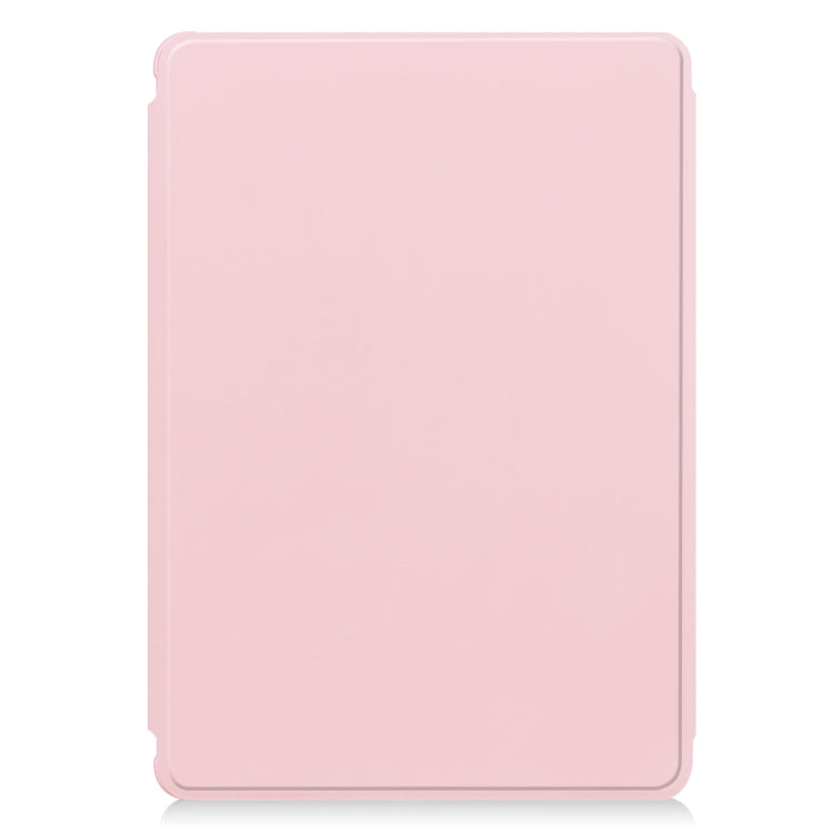 For Samsung Galaxy Tab S9 360 Rotation Transparent Smart Leather Case with Keyboard(Pink)