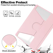 For Samsung Galaxy Tab S9 360 Rotation Transparent Smart Leather Case with Keyboard(Pink)