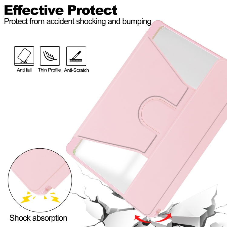 For Samsung Galaxy Tab S9 360 Rotation Transparent Smart Leather Case with Keyboard(Pink)