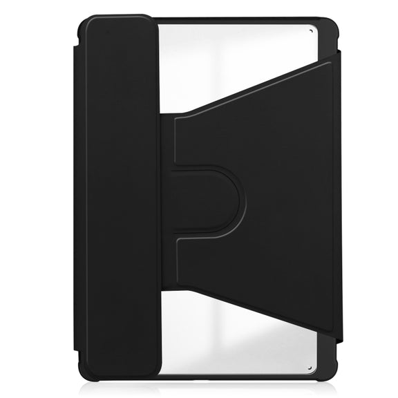 For Samsung Galaxy Tab S9 FE+ / S10+ 360 Rotation Transparent Smart Leather Case with Keyboard(Black)