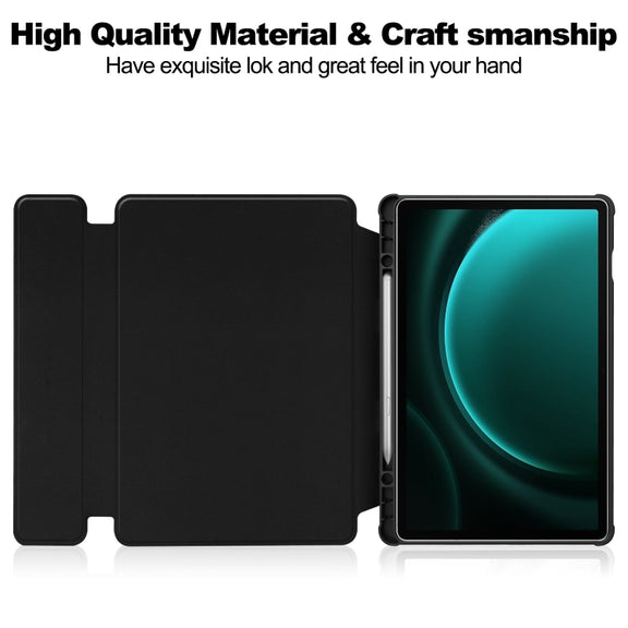 For Samsung Galaxy Tab S9 FE+ / S10+ 360 Rotation Transparent Smart Leather Case with Keyboard(Black)