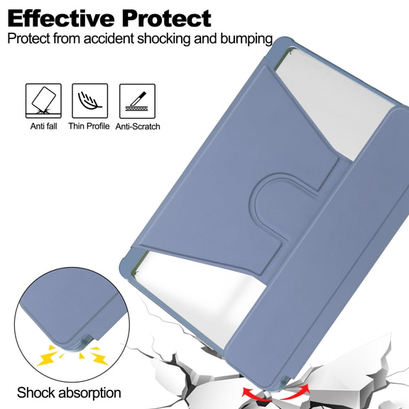For Samsung Galaxy Tab S9 FE+ / S10+ 360 Rotation Transparent Smart Leather Case with Keyboard(Lavender)