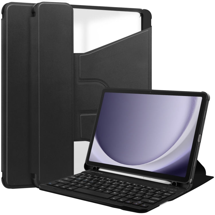 For Samsung Galaxy Tab A9+ 360 Rotation Transparent Smart Leather Case with Keyboard(Black) - Galaxy Tab A9+ by PMC TechLife | Online Shopping South Africa | PMC TechLife
