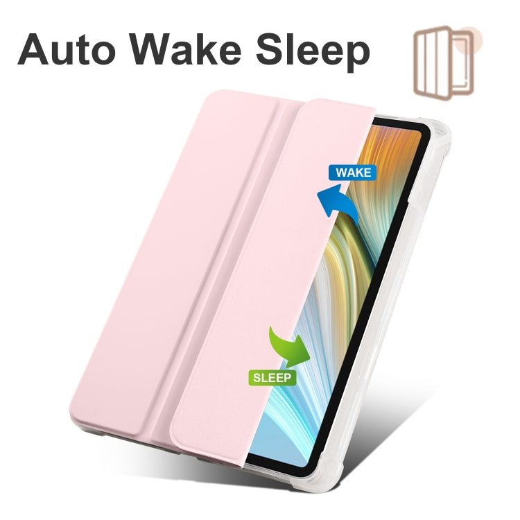 For Honor Pad 8 3-folding Transparent TPU Smart Leather Tablet Case(Ice Pink) - Honor by PMC TechLife | Online Shopping South Africa | PMC TechLife | Buy Now Pay Later Mobicred