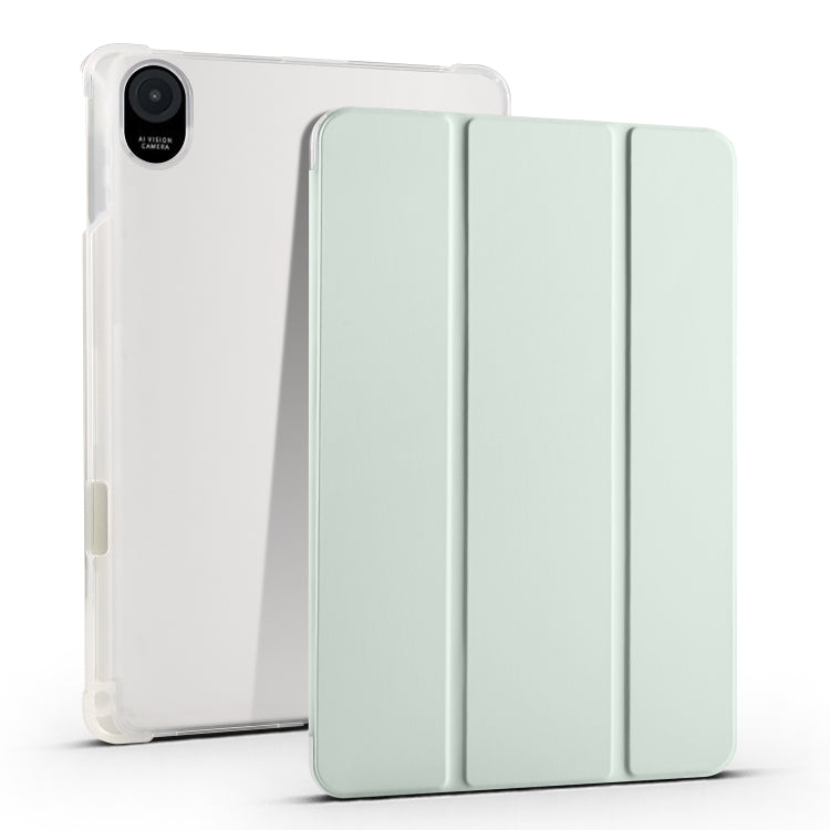 For Honor Pad 8 3-folding Transparent TPU Smart Leather Tablet Case(Light Green) - Honor by PMC TechLife | Online Shopping South Africa | PMC TechLife | Buy Now Pay Later Mobicred