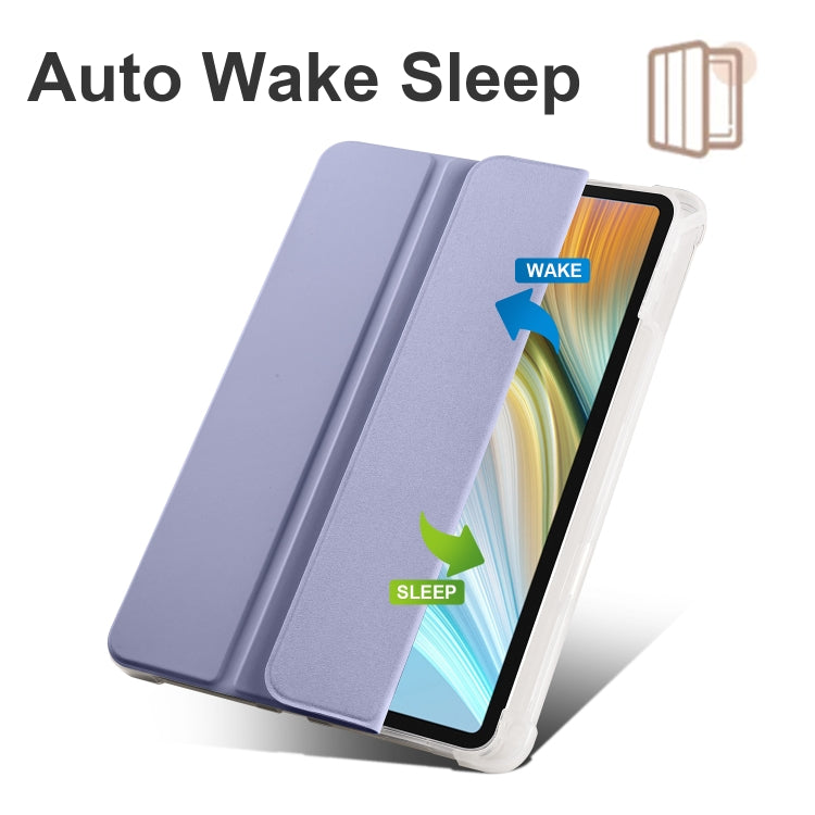 For Honor Pad 8 3-folding Transparent TPU Smart Leather Tablet Case(Purple) - free shipping - PMC TechLife - Order now!