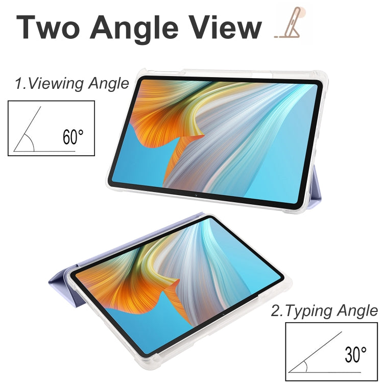 For Honor Pad 8 3-folding Transparent TPU Smart Leather Tablet Case(Purple) - free shipping - PMC TechLife - Order now!