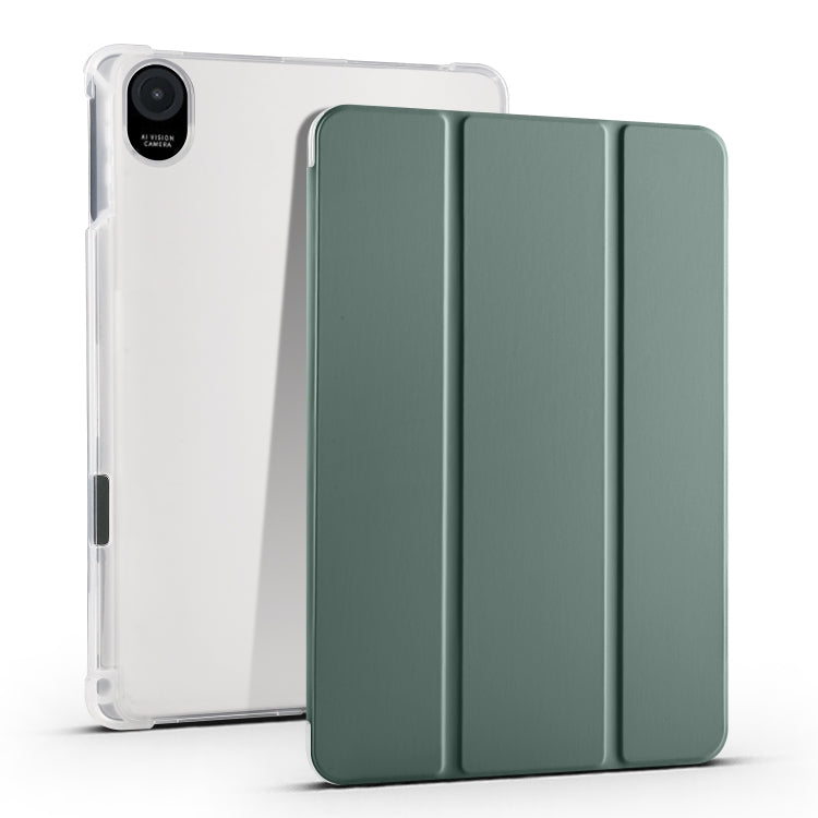 For Honor Pad 8 3-folding Transparent TPU Smart Leather Tablet Case(Green) - Honor by PMC TechLife | Online Shopping South Africa | PMC TechLife | Buy Now Pay Later Mobicred