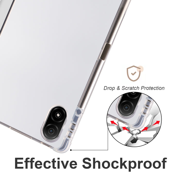 For Honor Pad V8 Pro 3-folding Transparent TPU Smart Leather Tablet Case(Grey) - Honor by PMC TechLife | Online Shopping South Africa | PMC TechLife | Buy Now Pay Later Mobicred