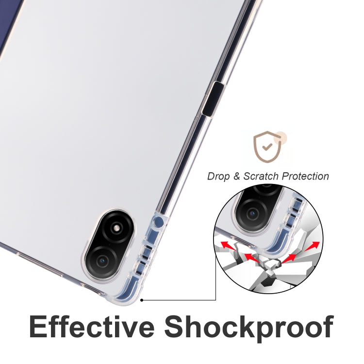 For Honor Pad V8 Pro 3-folding Transparent TPU Smart Leather Tablet Case(Dark Blue) - Honor by PMC TechLife | Online Shopping South Africa | PMC TechLife | Buy Now Pay Later Mobicred