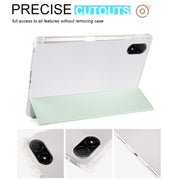 For Honor Pad V8 Pro 3-folding Transparent TPU Smart Leather Tablet Case(Light Green)