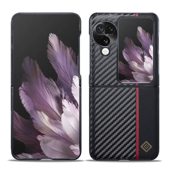 For OPPO Find N3 Flip LC.IMEEKE 3 in 1 Carbon Fiber Texture Shockproof Phone Case(Black)