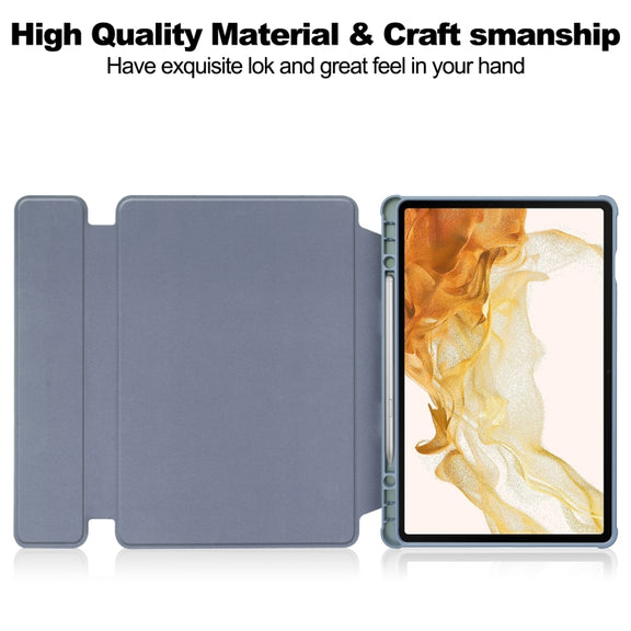 For Samsung Galaxy Tab S9+ 360 Rotation Transparent Smart Leather Case(Lavender)