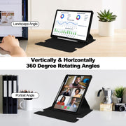 For Samsung Galaxy Tab S9 FE+ / S10+ 360 Rotation Transparent Smart Leather Case(Black)